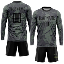 Load image into Gallery viewer, Custom Olive Black Sublimation Salute To Service Soccer Uniform Jersey