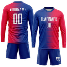 Загрузить изображение в средство просмотра галереи, Custom Red White-Royal Sublimation Soccer Uniform Jersey