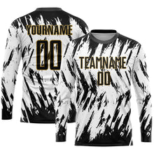 Load image into Gallery viewer, Custom White Black-Old Gold Sublimation Soccer Uniform Jersey