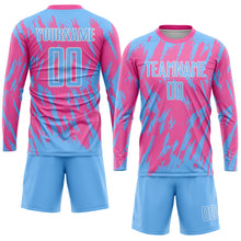 Charger l'image dans la galerie, Custom Pink Light Blue-White Sublimation Soccer Uniform Jersey