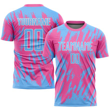 Charger l'image dans la galerie, Custom Pink Light Blue-White Sublimation Soccer Uniform Jersey