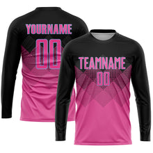 Load image into Gallery viewer, Custom Pink Black-Light Blue Gradient Square Shape Sublimation Soccer Uniform Jersey