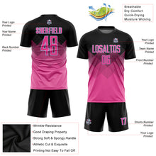 Load image into Gallery viewer, Custom Pink Black-Light Blue Gradient Square Shape Sublimation Soccer Uniform Jersey