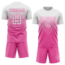 Laden Sie das Bild in den Galerie-Viewer, Custom Pink White Sublimation Soccer Uniform Jersey