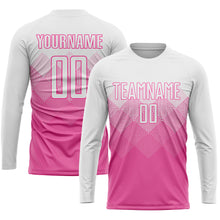 Laden Sie das Bild in den Galerie-Viewer, Custom Pink White Sublimation Soccer Uniform Jersey