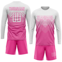 Laden Sie das Bild in den Galerie-Viewer, Custom Pink White Sublimation Soccer Uniform Jersey