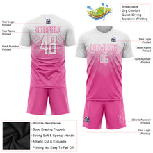 Laden Sie das Bild in den Galerie-Viewer, Custom Pink White Sublimation Soccer Uniform Jersey