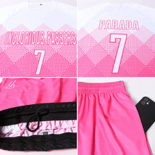 Laden Sie das Bild in den Galerie-Viewer, Custom Pink White Sublimation Soccer Uniform Jersey