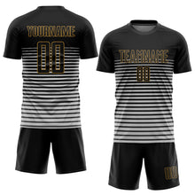 Laden Sie das Bild in den Galerie-Viewer, Custom Black Black-Old Gold Sublimation Soccer Uniform Jersey