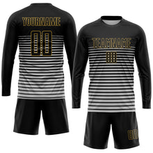 Laden Sie das Bild in den Galerie-Viewer, Custom Black Black-Old Gold Sublimation Soccer Uniform Jersey