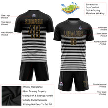 Laden Sie das Bild in den Galerie-Viewer, Custom Black Black-Old Gold Sublimation Soccer Uniform Jersey