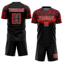 Load image into Gallery viewer, Custom Black Red-White Sublimation Soccer Uniform Jersey