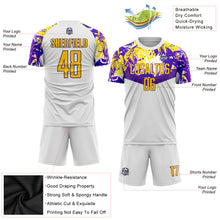 Charger l'image dans la galerie, Custom White Gold-Purple Sublimation Soccer Uniform Jersey