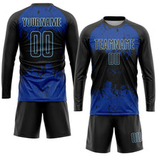 Загрузить изображение в средство просмотра галереи, Custom Black Black-Royal Sublimation Soccer Uniform Jersey