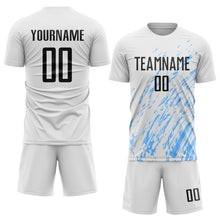 Load image into Gallery viewer, Custom White Black-Light Blue Sublimation Soccer Uniform Jersey
