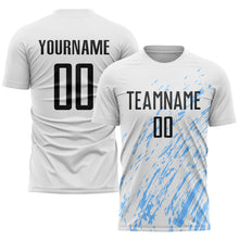 Load image into Gallery viewer, Custom White Black-Light Blue Sublimation Soccer Uniform Jersey