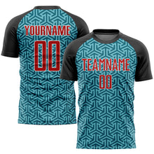 Load image into Gallery viewer, Custom Teal Red-Black Sublimation Soccer Uniform Jersey