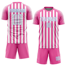 Charger l'image dans la galerie, Custom Pink White-Light Blue Sublimation Soccer Uniform Jersey