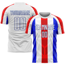 Charger l'image dans la galerie, Custom White White-Royal Sublimation Soccer Uniform Jersey