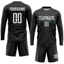 Laden Sie das Bild in den Galerie-Viewer, Custom Black White-Neon Green Sublimation Soccer Uniform Jersey