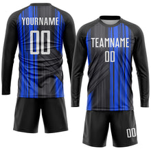 Laden Sie das Bild in den Galerie-Viewer, Custom Black White-Royal Sublimation Soccer Uniform Jersey