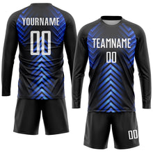 Laden Sie das Bild in den Galerie-Viewer, Custom Black White-Royal Sublimation Soccer Uniform Jersey