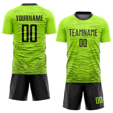 Custom Neon Green Black Sublimation Soccer Uniform Jersey