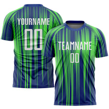 Загрузить изображение в средство просмотра галереи, Custom Neon Green White-Royal Sublimation Soccer Uniform Jersey
