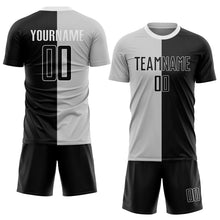 Load image into Gallery viewer, Custom Gray Black-White Sublimation Split Fashion Soccer Uniform Jersey