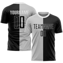 Load image into Gallery viewer, Custom Gray Black-White Sublimation Split Fashion Soccer Uniform Jersey
