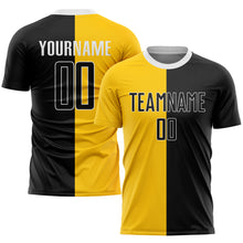 Laden Sie das Bild in den Galerie-Viewer, Custom Gold Black-White Sublimation Split Fashion Soccer Uniform Jersey