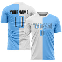 Laden Sie das Bild in den Galerie-Viewer, Custom White Light Blue-Black Sublimation Split Fashion Soccer Uniform Jersey