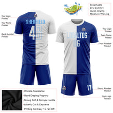 Laden Sie das Bild in den Galerie-Viewer, Custom Royal White-Light Blue Sublimation Split Fashion Soccer Uniform Jersey