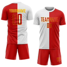 Charger l'image dans la galerie, Custom White Red-Gold Sublimation Split Fashion Soccer Uniform Jersey