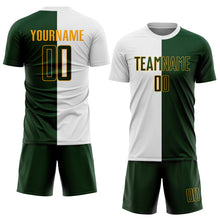 Загрузить изображение в средство просмотра галереи, Custom White Green-Gold Sublimation Split Fashion Soccer Uniform Jersey