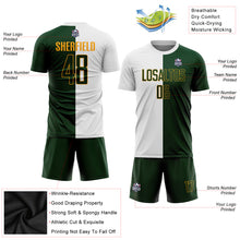 Загрузить изображение в средство просмотра галереи, Custom White Green-Gold Sublimation Split Fashion Soccer Uniform Jersey