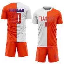 Laden Sie das Bild in den Galerie-Viewer, Custom White Orange-Purple Sublimation Split Fashion Soccer Uniform Jersey