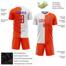 Laden Sie das Bild in den Galerie-Viewer, Custom White Orange-Purple Sublimation Split Fashion Soccer Uniform Jersey