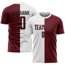 Laden Sie das Bild in den Galerie-Viewer, Custom White Crimson-Black Sublimation Split Fashion Soccer Uniform Jersey