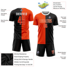 Laden Sie das Bild in den Galerie-Viewer, Custom Black Orange-White Sublimation Split Fashion Soccer Uniform Jersey
