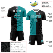 Charger l'image dans la galerie, Custom Black Teal-White Sublimation Split Fashion Soccer Uniform Jersey