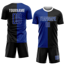 Laden Sie das Bild in den Galerie-Viewer, Custom Black Royal-White Sublimation Split Fashion Soccer Uniform Jersey