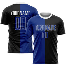 Laden Sie das Bild in den Galerie-Viewer, Custom Black Royal-White Sublimation Split Fashion Soccer Uniform Jersey