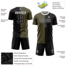 Laden Sie das Bild in den Galerie-Viewer, Custom Olive Black-White Sublimation Split Fashion Salute To Service Soccer Uniform Jersey