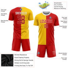 Laden Sie das Bild in den Galerie-Viewer, Custom Gold Red-White Sublimation Split Fashion Soccer Uniform Jersey