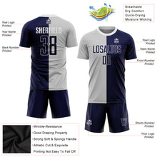 Laden Sie das Bild in den Galerie-Viewer, Custom Gray Navy-White Sublimation Split Fashion Soccer Uniform Jersey