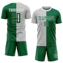 Laden Sie das Bild in den Galerie-Viewer, Custom Gray Kelly Green-White Sublimation Split Fashion Soccer Uniform Jersey
