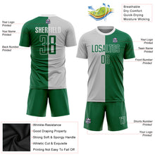 Laden Sie das Bild in den Galerie-Viewer, Custom Gray Kelly Green-White Sublimation Split Fashion Soccer Uniform Jersey