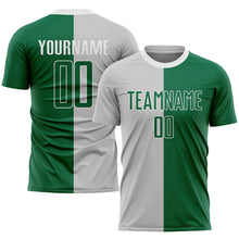 Laden Sie das Bild in den Galerie-Viewer, Custom Gray Kelly Green-White Sublimation Split Fashion Soccer Uniform Jersey