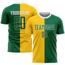 Laden Sie das Bild in den Galerie-Viewer, Custom Gold Kelly Green-White Sublimation Split Fashion Soccer Uniform Jersey